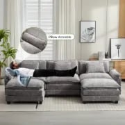 صورة كنبة (ركنة) بلانتوس على شكل حرف يو – خشب طبيعي