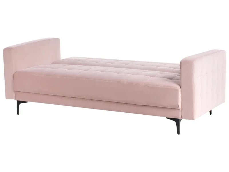 Velena – Modern Velvet Convertible Sofa with Natural Wood Frame