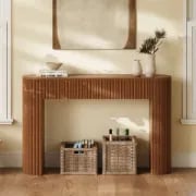 Linea Fluted Console Table – Natural Wood