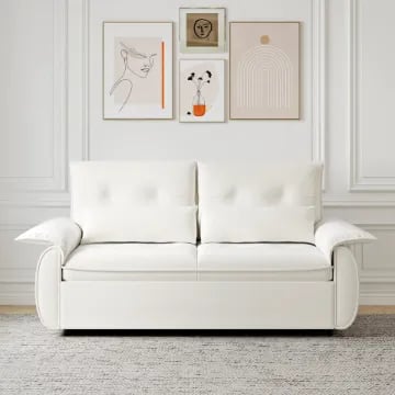 Velin Convertible Sofa Bed – Padded Arms with Natural Wood Frame