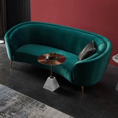 Picture of Velly Modern Deep Green Velvet Sofa