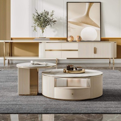 Aurora Duo Coffee Table Set – Marble Look Top