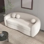 Picture of Serenity Modern White Teddy Velvet 3 Seaters Curved Sofa