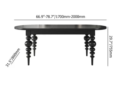 Picture of Elegant Black Oval Dining Table with Sculpted Legs