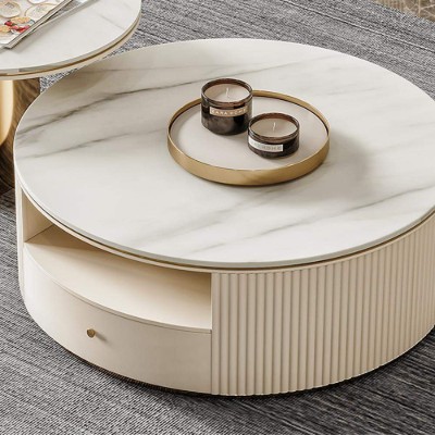 Aurora Duo Coffee Table Set – Marble Look Top