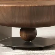 صورة طقم طاولات أوربيتا – تصميم وعاء من الخشب الطبيعي مع طاولة جانبية زجاجية