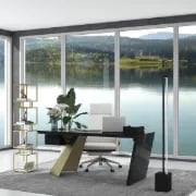 صورة رامفي – مكتب كتابة من الخشب الطبيعي مع إطار هندسي