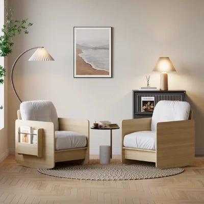 Picture of Vai Rocking Chair – Natural Wood with Side Storage