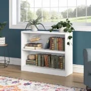 Paulica White Low Bookshelf – Natural Wood