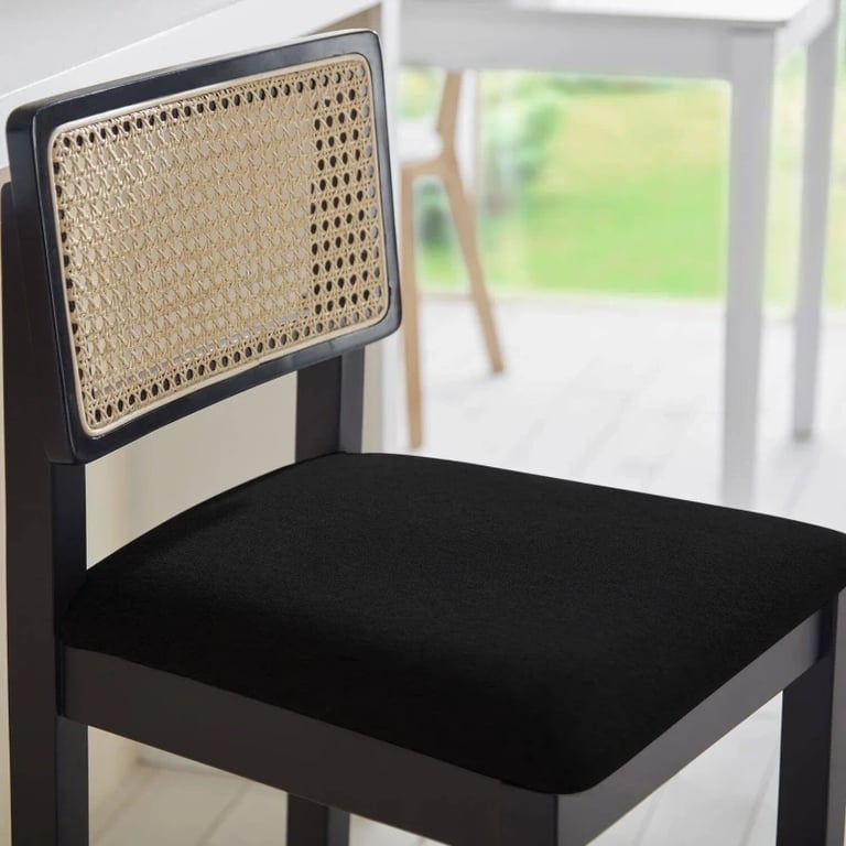 Picture of Rivano -Rattan Bar Dining Chair -Black Natural Wood Frame