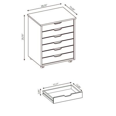 صورة وحدة تخزين بريشاى بـ 6 أدراج بعجلات – عملية وعصرية قابلة للتحريك