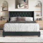 Picture of Ivana Natural Wood Bed – Tufted Design