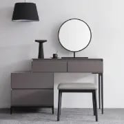 Graffie Dressing Table Set – Natural Wood with Mirror & Stool