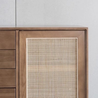 Classy - Natural wood with Rattan sideboard