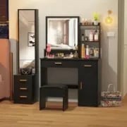 Picture of Suncrown Makeup table with lighted mirror natural wood