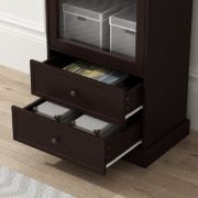 Liyan Glass Storage Cabinet – Natural Wood