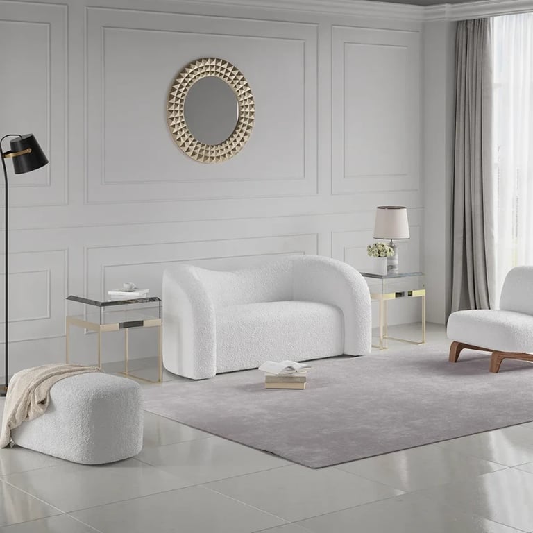 Lunaro Curved Bouclé Sofa – Modern Two-Seater Design