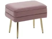 Elyen Ottoman – Contemporary Soft-Touch Design with Natural Wood Frame and Golden Metal Legs
