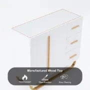 Picture of Crambella White Sideboard Natural wood with drawers and shelves