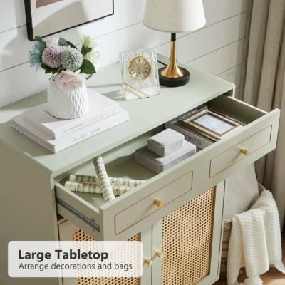 Lévoria - Natural Wood & Rattan Shoe Cabinet