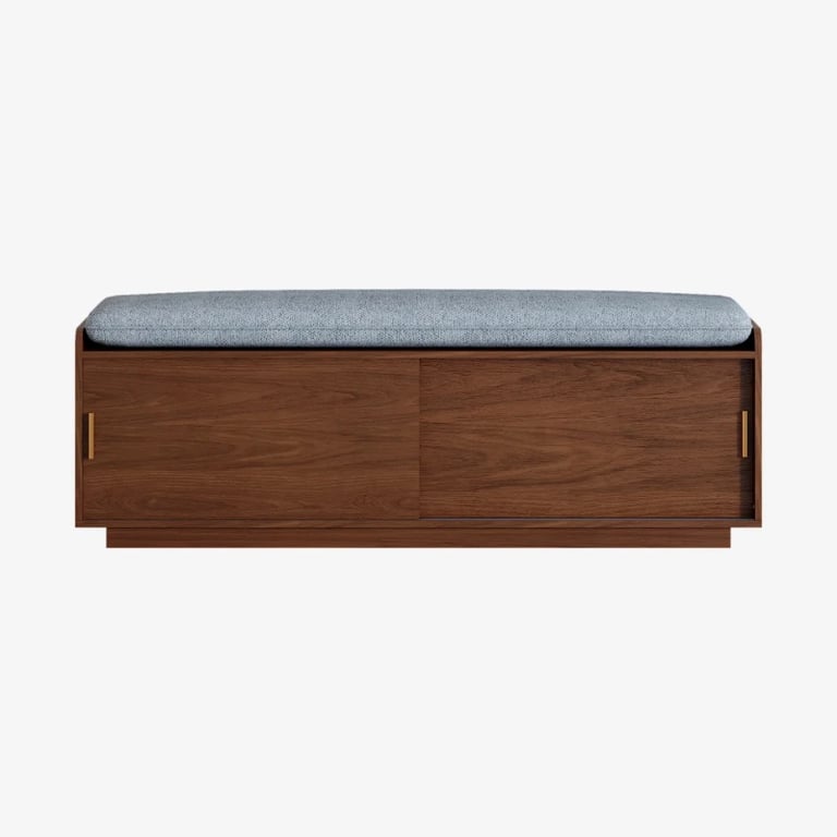 Elara – Natural Wood Storage Bench with Cushioned Seat