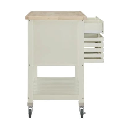 Diwai Rolling Kitchen Cart with Solid Wood Top