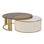 Picture of Riviera Coffee Table – Natural Wood & Luxe Dual Tops