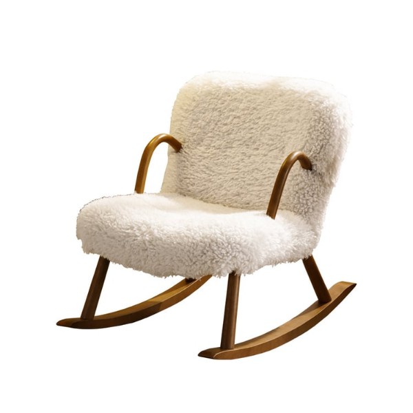 Picture of Hais Sherpa Rocking Armchair – Natural Wood Base with Soft Upholstery