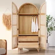 Picture of Milan Wardrobe natural wood with rattan