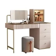 Picture of Marvella Vanity Set – Glass Top with lighting Cabinet and Matching Chair