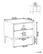 Aureva – Upholstered Bedside Table with 2 Drawers & Metal Legs