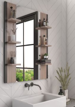 Picture of Giulia – Natural Wood Mirror with Multi-Use Storage Shelves