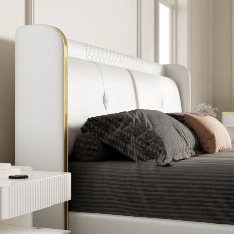 Picture of Serenzo Modern Upholstered Bed - Natural wood