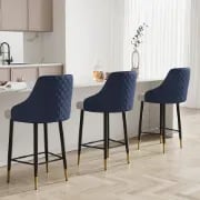 Élégance Bar Stool – Quilted Back with Gold Accents - Natural wood