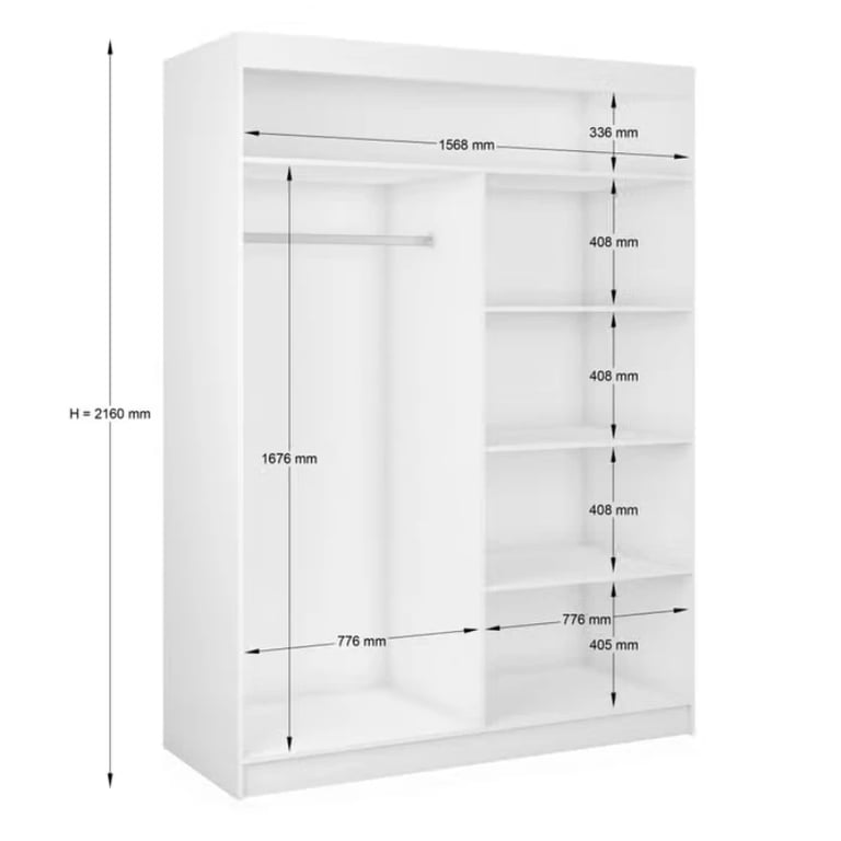 Picture of Lamelo Natural wood Wardrobe with Mirror