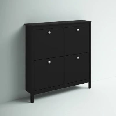 White Mchone 16 Pairs Manufactured Wood Shoe Storage Cabinet