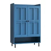 Mavine – Blue Natural Wood Shoe Cabinet