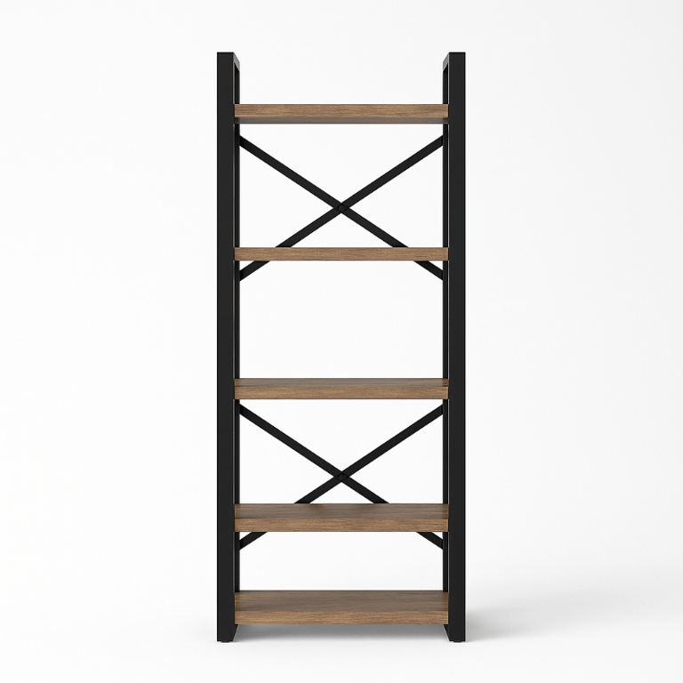 صورة نارني وحدة رفوف خشبية بإطار معدني | 4 أرفف