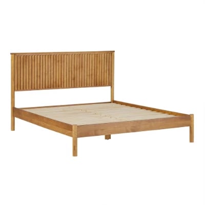 Arden Natural Wood Bed – Vertical Slat Headboard