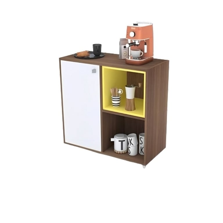 Oalen Coffee Cabinet – Natural Wood & Lime Accent