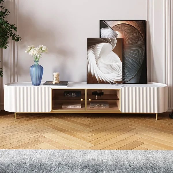 Picture of Palley Modern Oval TV Stand - Natural wood