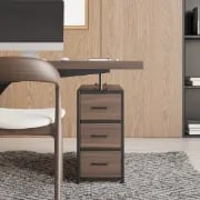 Picture of Cramson – Natural Wood Desk with Metal Legs, Shelf & Drawer