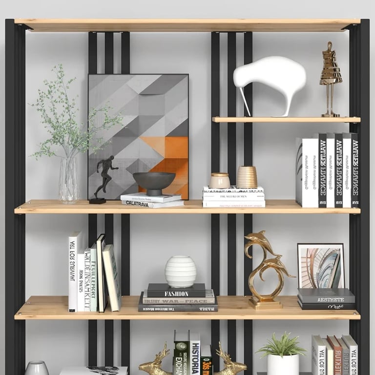 Picture of Paolo bookcase with shelves - natural wood