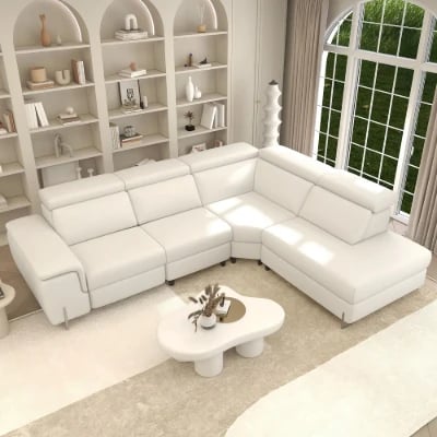 Picture of Burley Natural Wood L-Shaped Sectional – Adjustable Backrests