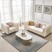 Évianne – Sofa & Armchair Set with Elegant Gold Accents