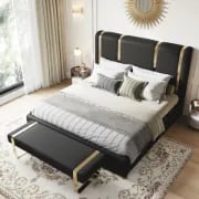 Picture of Aurelia Luxe Upholstered Bed – Black & Gold
