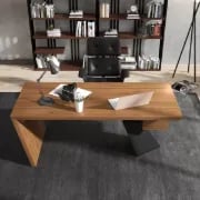 Picture of Zekar – Natural Wood Accent Desk with Handcrafted Knot-Inspired Top