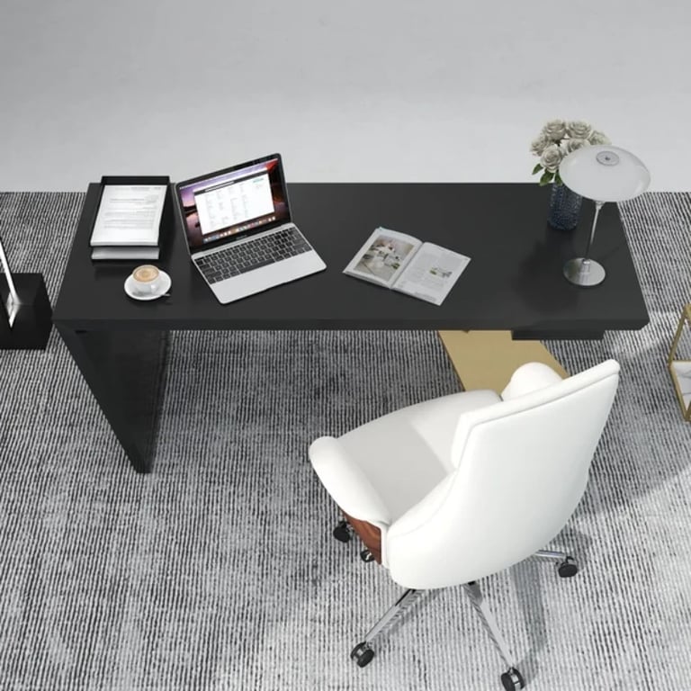 صورة رامفي – مكتب كتابة من الخشب الطبيعي مع إطار هندسي