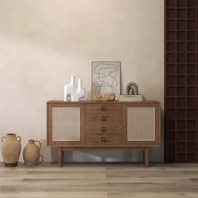 Classy - Natural wood with Rattan sideboard