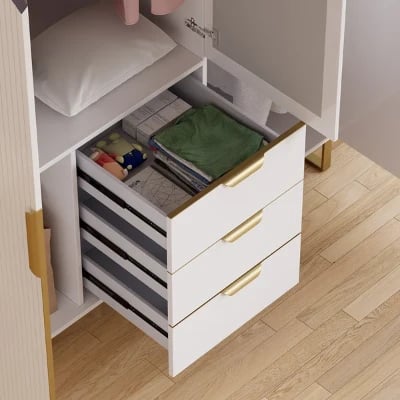 صورة دولاب أرو مودرن أبواب بمرآة مع أرفف وأدراج